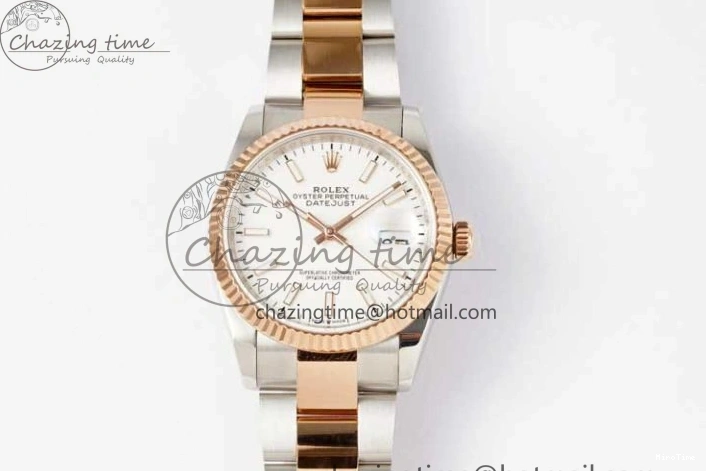 MiroTime 0508 Seasonal DateJust 36mm SS RG DIWF 1:1 Best Edition 904L Steel White Stick Dial on Jubilee Oyster SA 2306